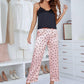 Lace Trim Cami and Polka Dot Satin Pajama Set