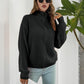 Turtleneck Zip Up Long Sleeve Knit Top