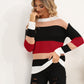 Striped Round Neck Dropped Shoulder Sweater