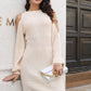 Ribbed Cold Shoulder Long Sleeve Sweater Dress