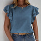 Ruffled Cap Sleeve Round Neck Blouse