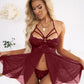 Lace Mesh Backless Babydoll Lingerie Set