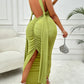 Plus Size Backless Ruched Dress