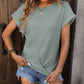 Cable-Knit Round Neck Short Sleeve T-Shirt