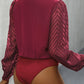 Ruched Surplice Long Sleeve Bodysuit