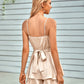 Spaghetti Strap Ruched Tie Back Romper