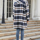 Plaid Button Up Collared Neck Coat with Pockets