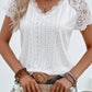 Eyelet Lace Detail V-Neck T-Shirt